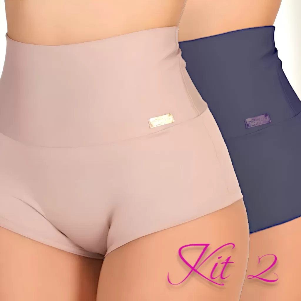 Kit 2 Short Conforto Íntimo sem Forro Algodão Calcinhas Lingerie Feminina