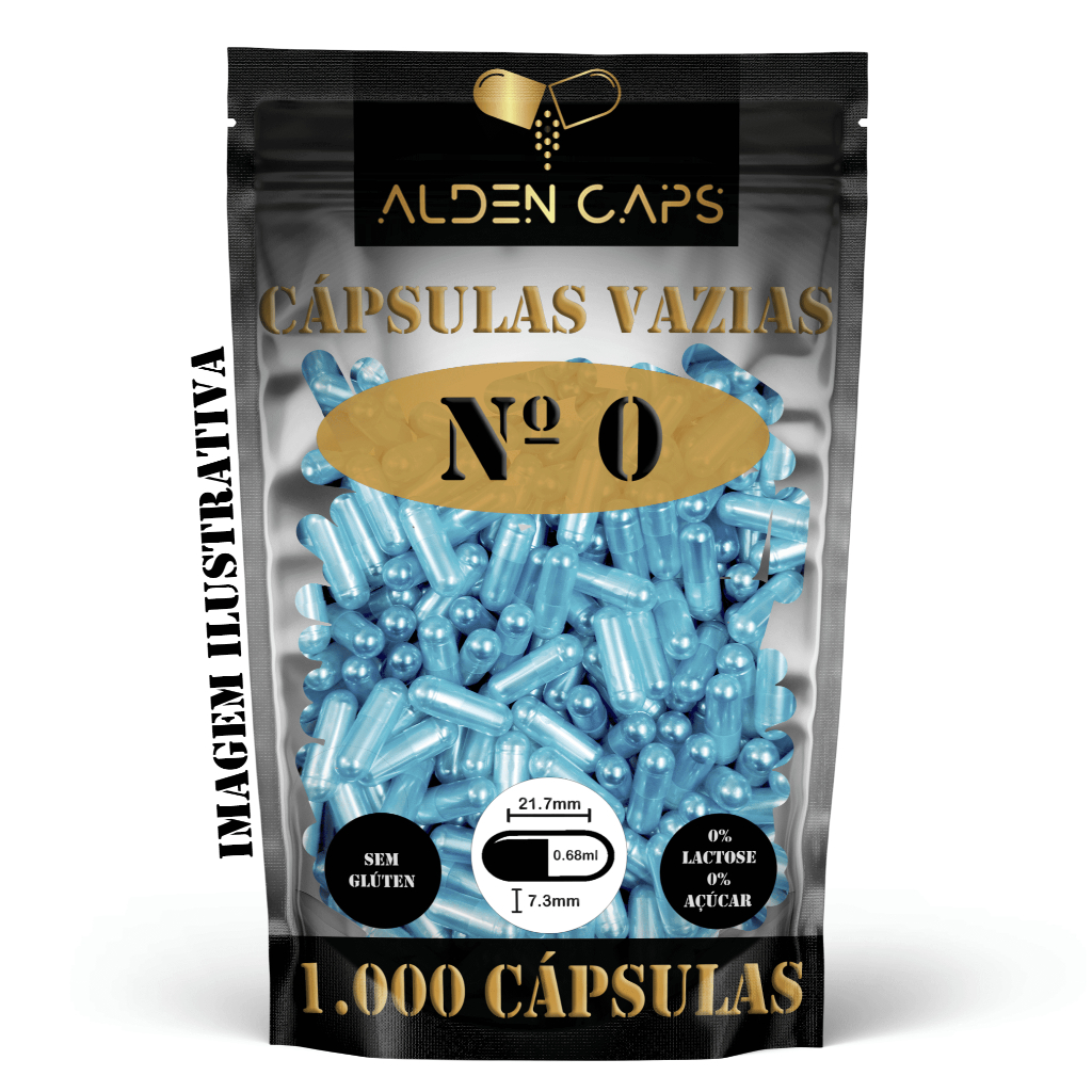 1.000 Cápsulas Vazias de Gelatina Azul Perolado N. 0 (500mg)
