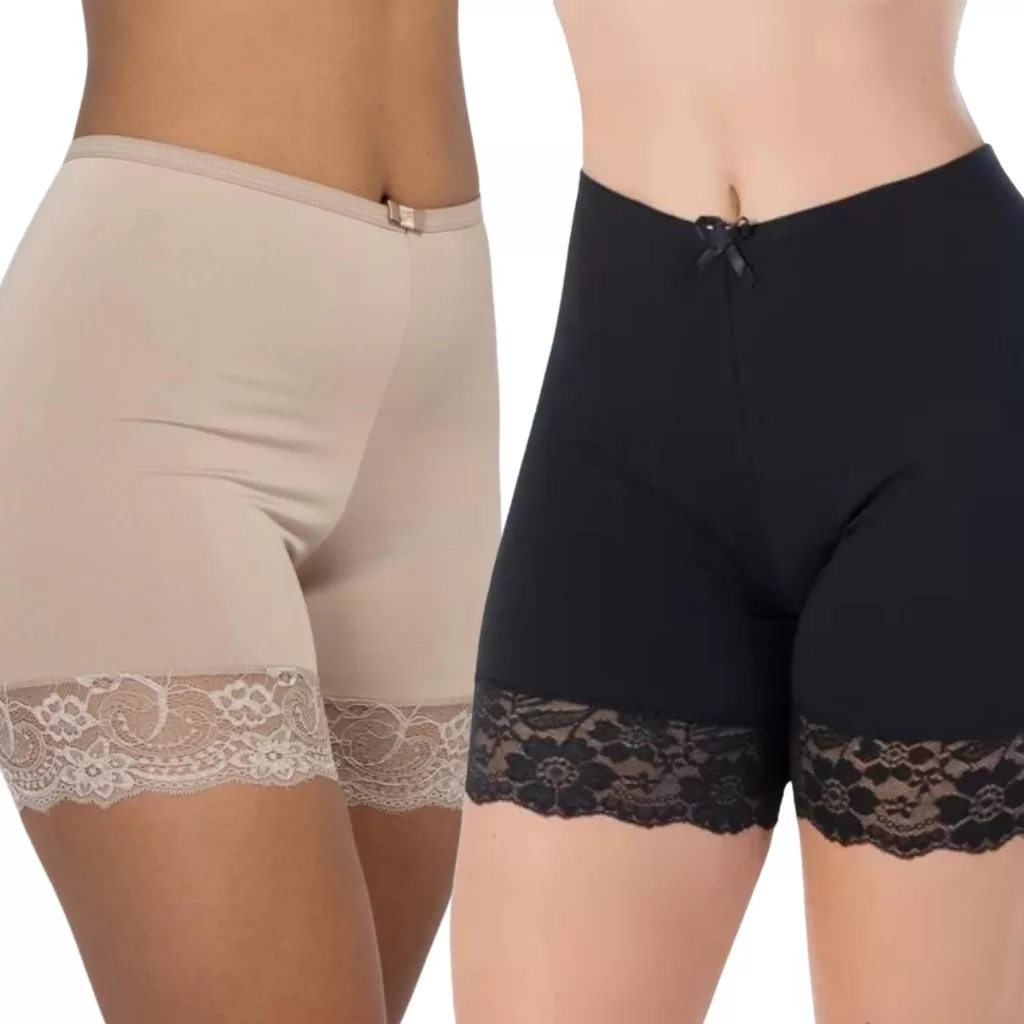 Kit 4 Anagua Feminino Bermuda Short Segunda Pele Renda Saiote Vestido Microfibra Lingerie Moda