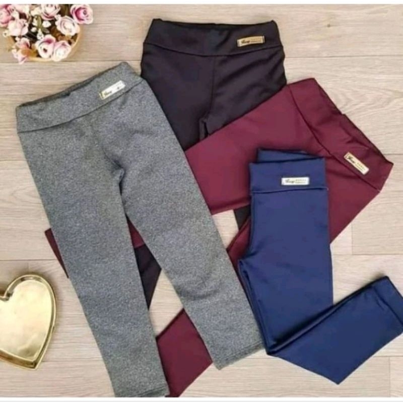 Calça Legging Infantil flanelada estilo básico escola a mais vendido