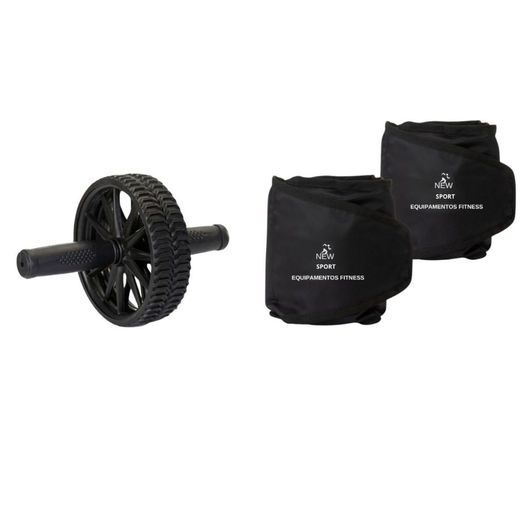 Roda Abdominal Exercícios Par de Caneleira 3Kg Treino de Perna Academia Casa Musculação Saúde Bem Es