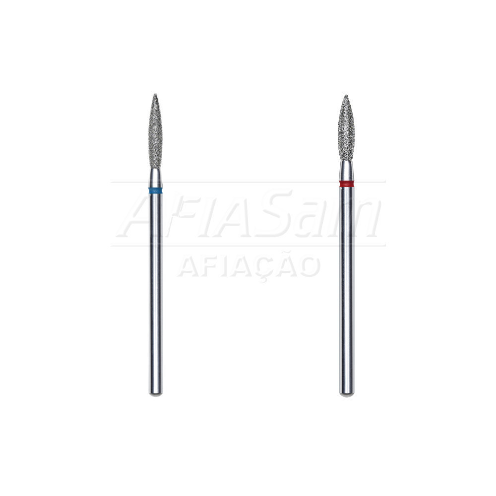 Broca Diamantada Chama Azul 1,6mm + Chama Vermelha 2,1mm Unhas Alongamento