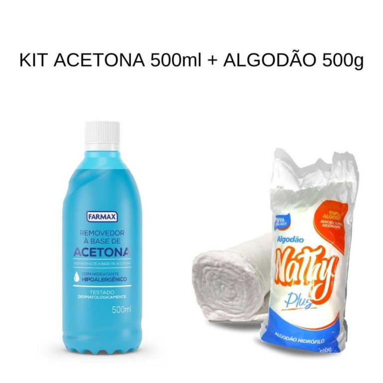 Kit Acetona 500ml + Algodão 500g.