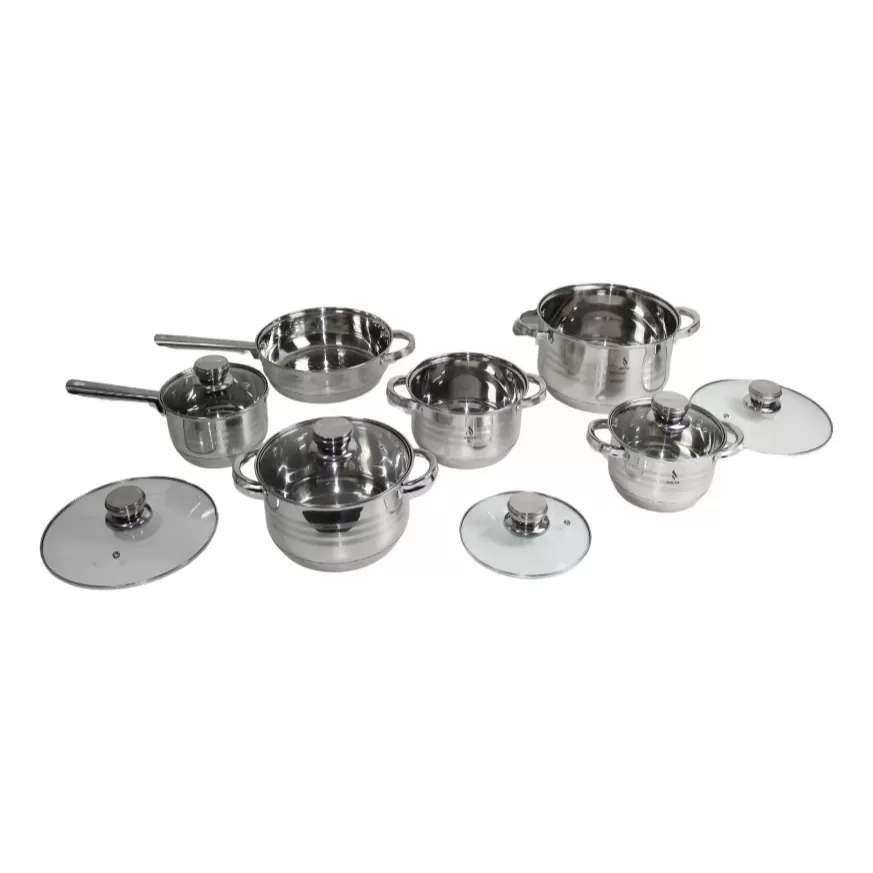 Kit Panelas 12 pçs Aço Inox com Frigideira incluso Lançamento Top