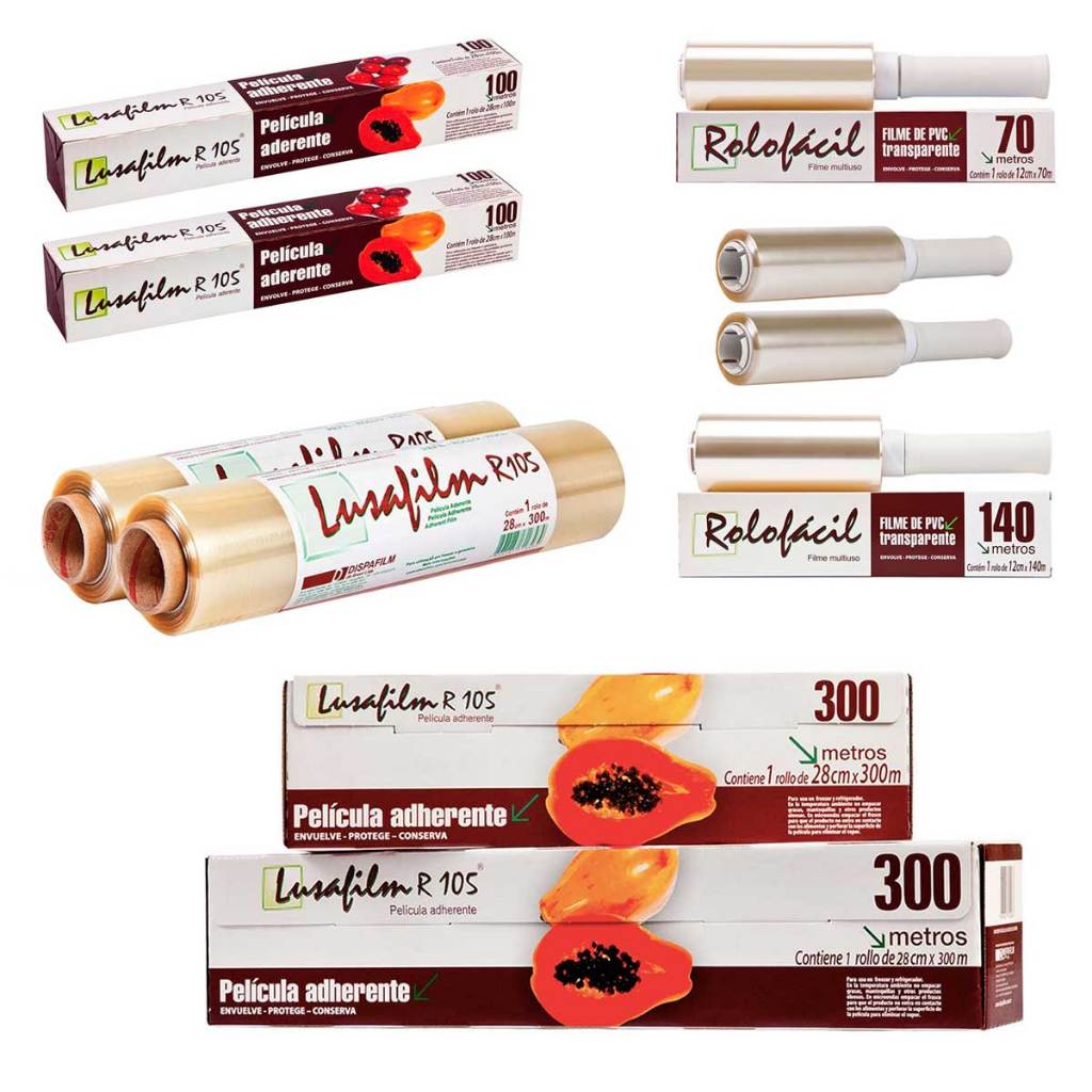 Rolo Bobina Plastica PVC Papel Filme Refil Serrilha Rolofácil Lusafilm Dispafilm 28×300 38×300