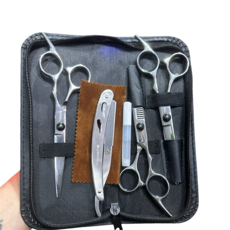 Kit Tesouras Barbeiro Salão Acompanha Estojo Prof