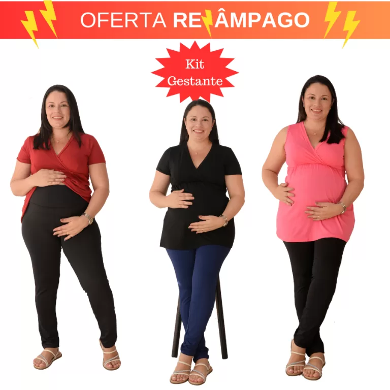 Kit Roupa Gestante Legging + Bata + Regata Roupas 