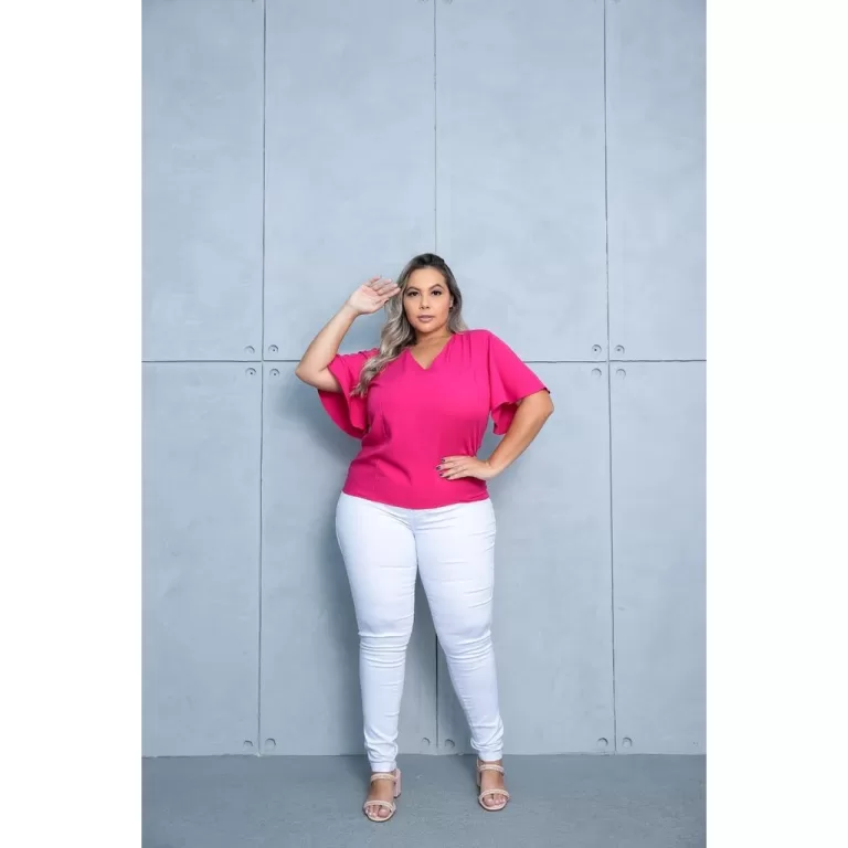 blusinha feminina tecido visco linho manga flutuan