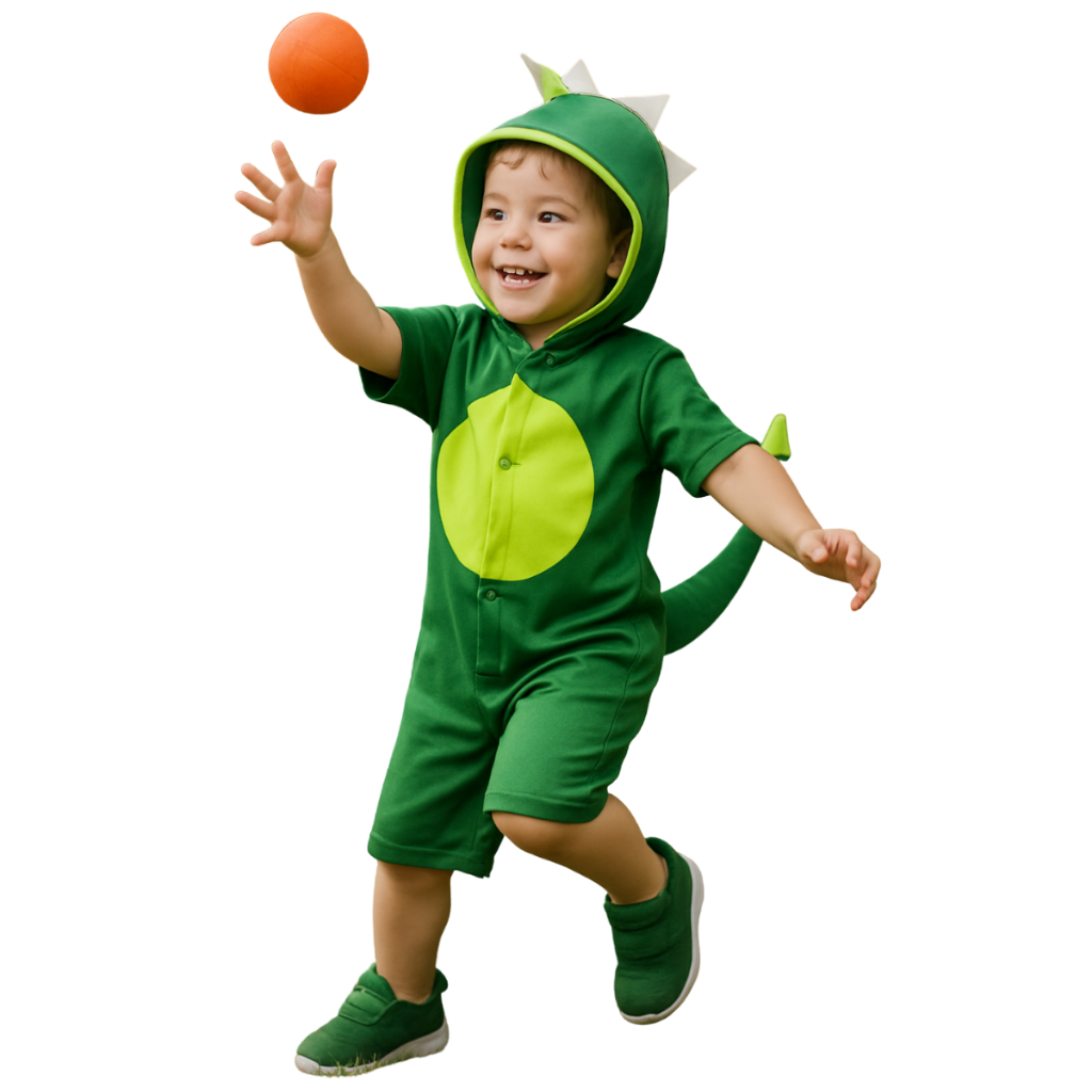 Fantasia Infantil Dinossauro Dino Verde Kids Criança Macacão Capuz Calda Top Barato Luxo Confortável