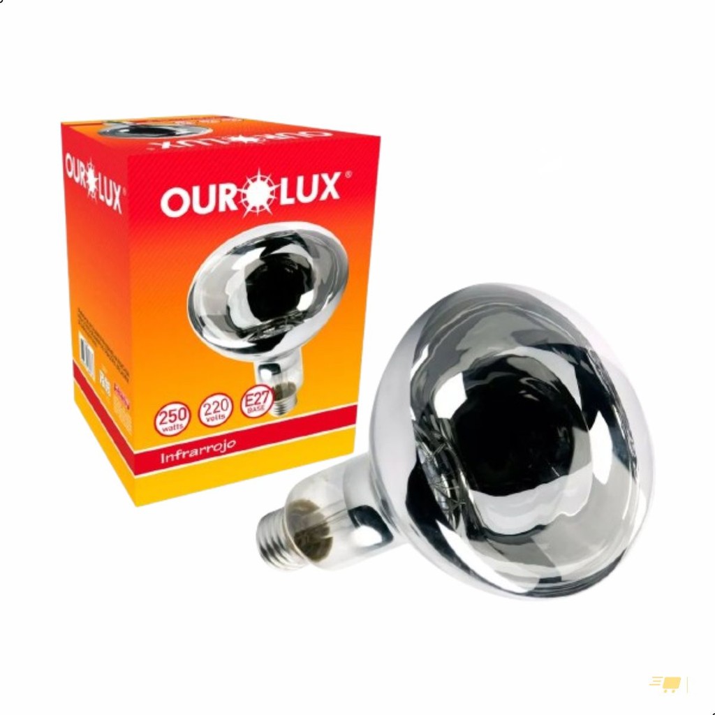 Lâmpada de Secagem Infravermelho Ourolux 250W R125 220V Base E27 Estufa Alimentos Roupas