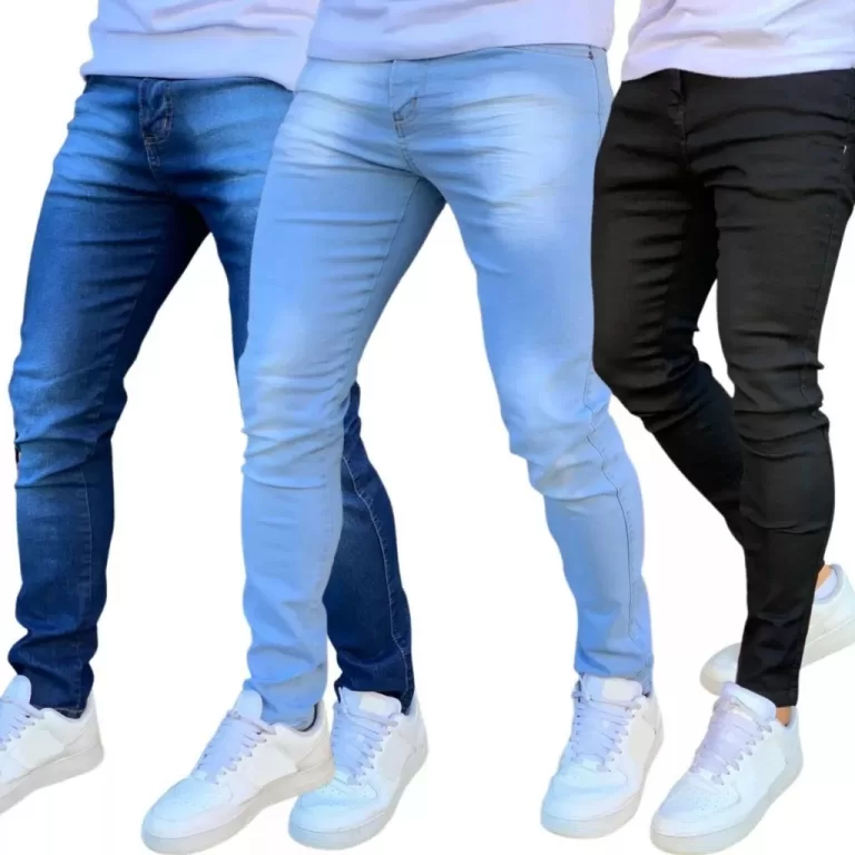 Kit 3 Calças Jeans Skinny Masculina Com Lycra Est