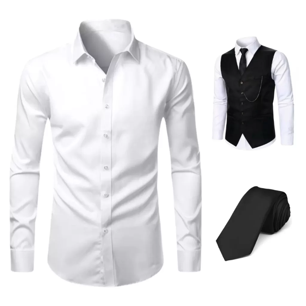 Kit Camisa Social Masculina + Gravata Slim + Colete Oxford Premium – Envio Imediato