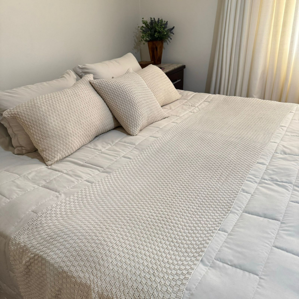 Peseira 180x60cm Manta Trança Tricot Link Sofá Cama Luxo Cama Queen