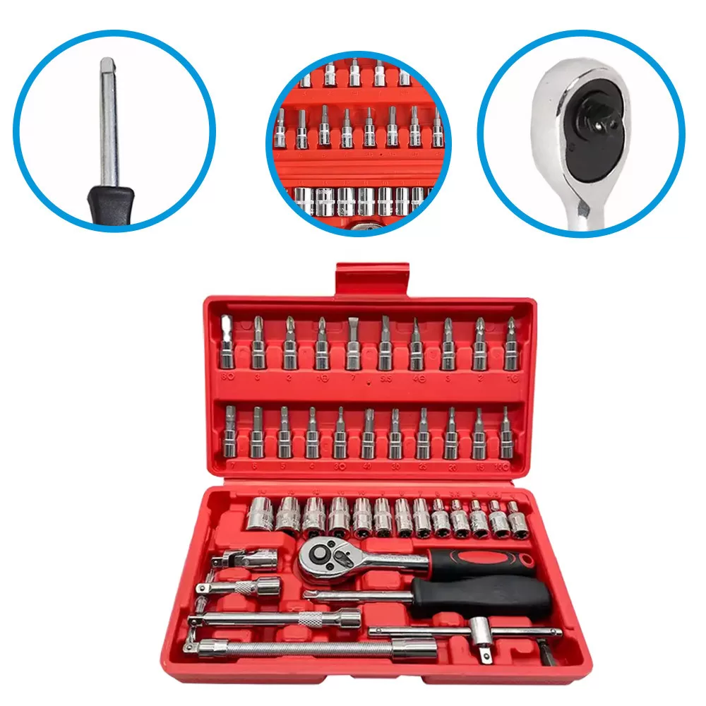 Jogo De Soquete Aço Crv 1/4 Catraca Chave Allen C/ Maleta