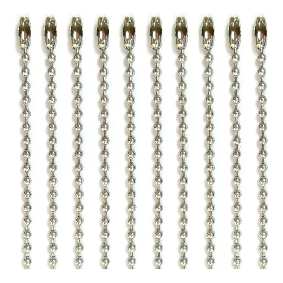 50-300 Corrente De Bolinha Com Canoa 10cm X 2,4mm Tag Chaveiro