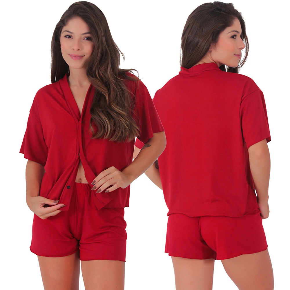 Pijama Americano Aberto Suede Amamentação Blogueirinha