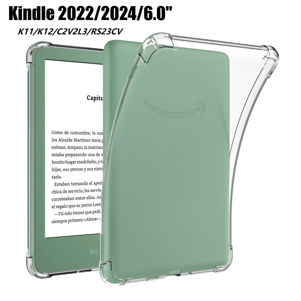 Kindle 2024 Lançado Silicone TPU Transparente Airbag Capa 2022/2024/6.0 /K11/K12/C2V2L3/RS23CV