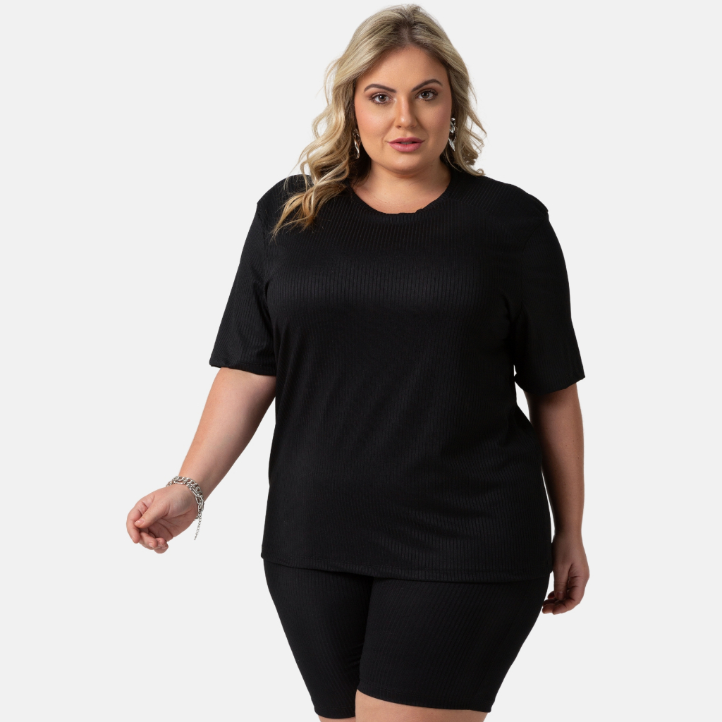 Conjunto Feminino Plus Size Canelado Até G4 Conforto 1198-A