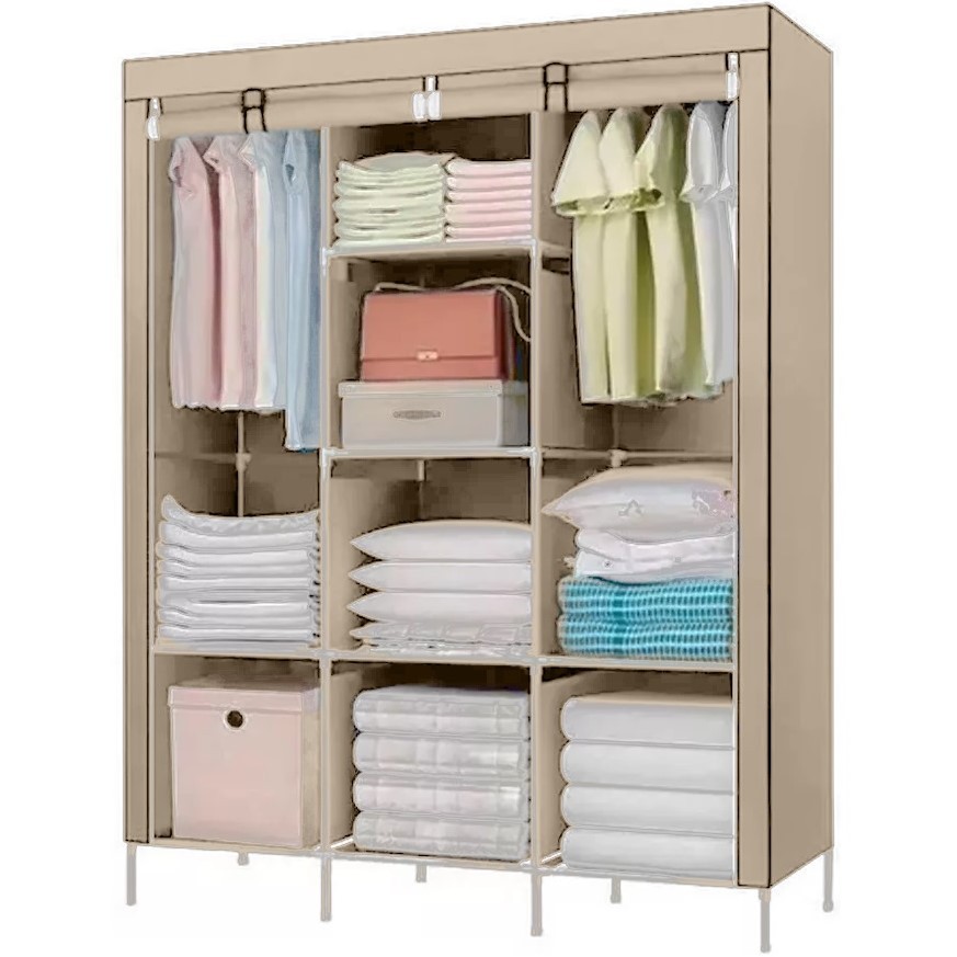 Guarda Roupas Desmontável Com 8 Divisores Bege Yikasa