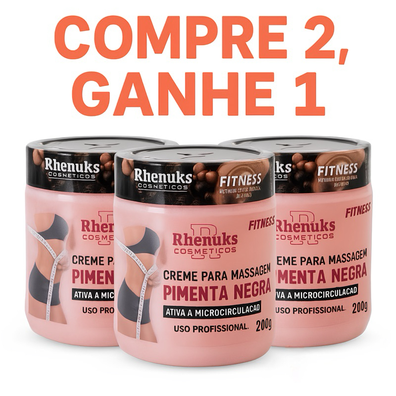 Gel Redutor de Medidas Creme Massageador Para Emagrecer 200g Pimenta Negra