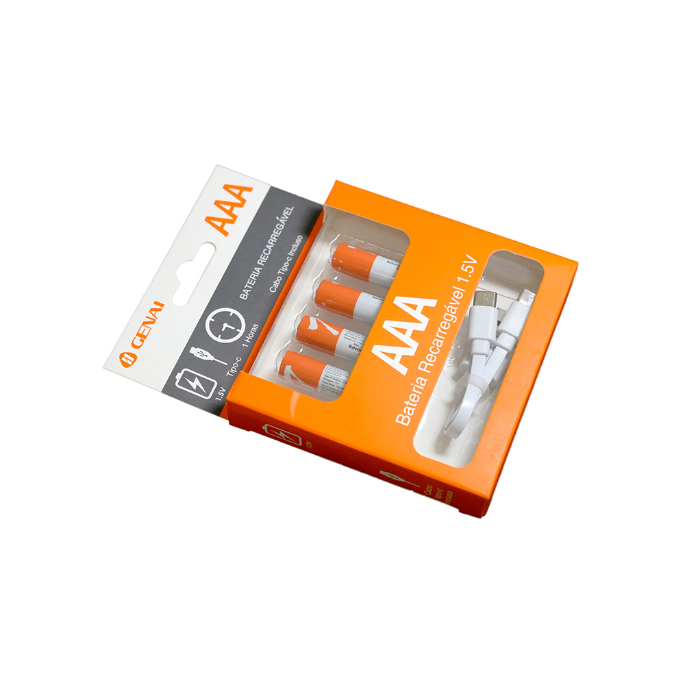 Kit 2/4 Pc Bateria Li-tio Aaa 1.5v 750mwh Recarregável Usb-c