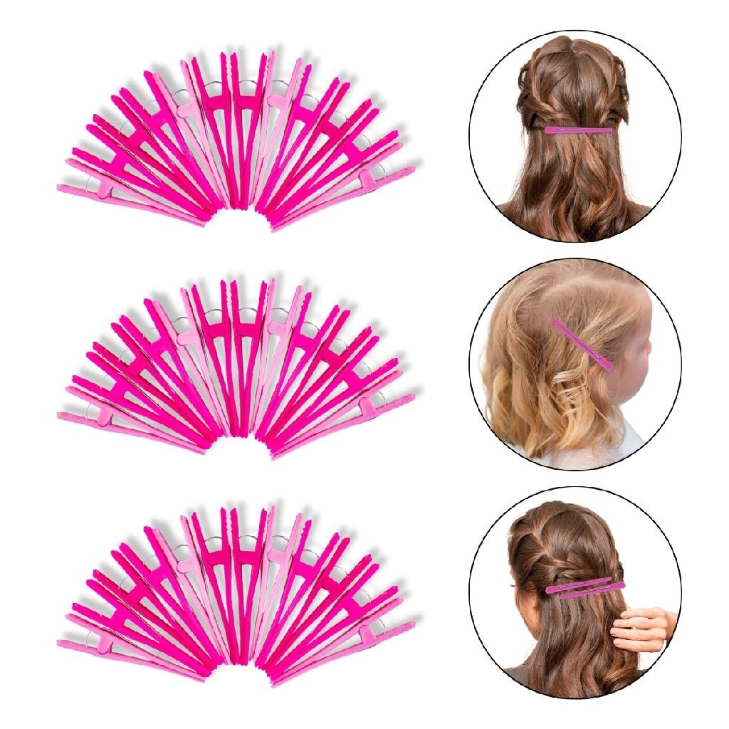 Kit 36 Prendedor Cabelo Presilha Bico Tons de Rosa Cabeleireira Cachos Lisos Crespos Adulto Infantil