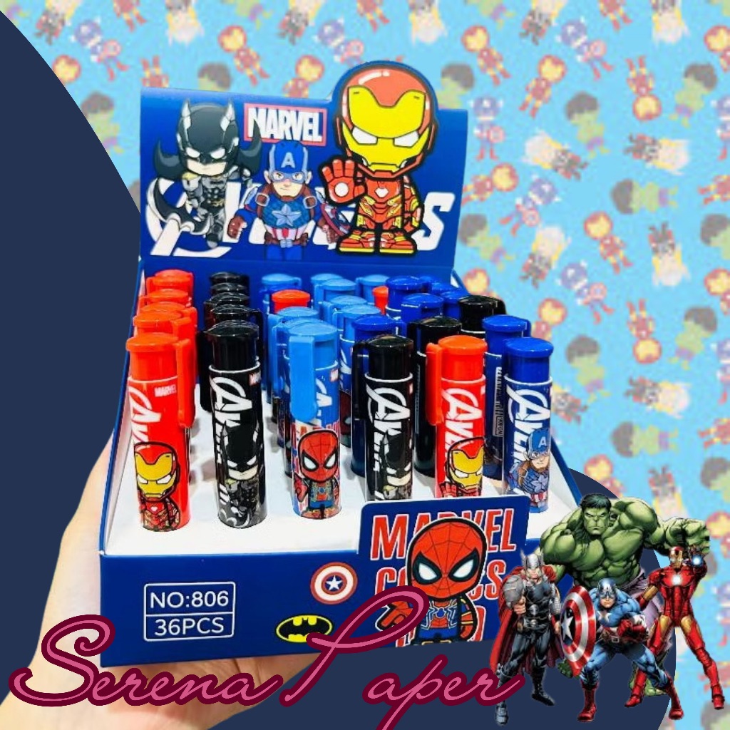 CANETA BORRACHA AVENGERS / HERÓIS / PAPELARIA FOFA KAWAII / MATERIAL ESCOLAR