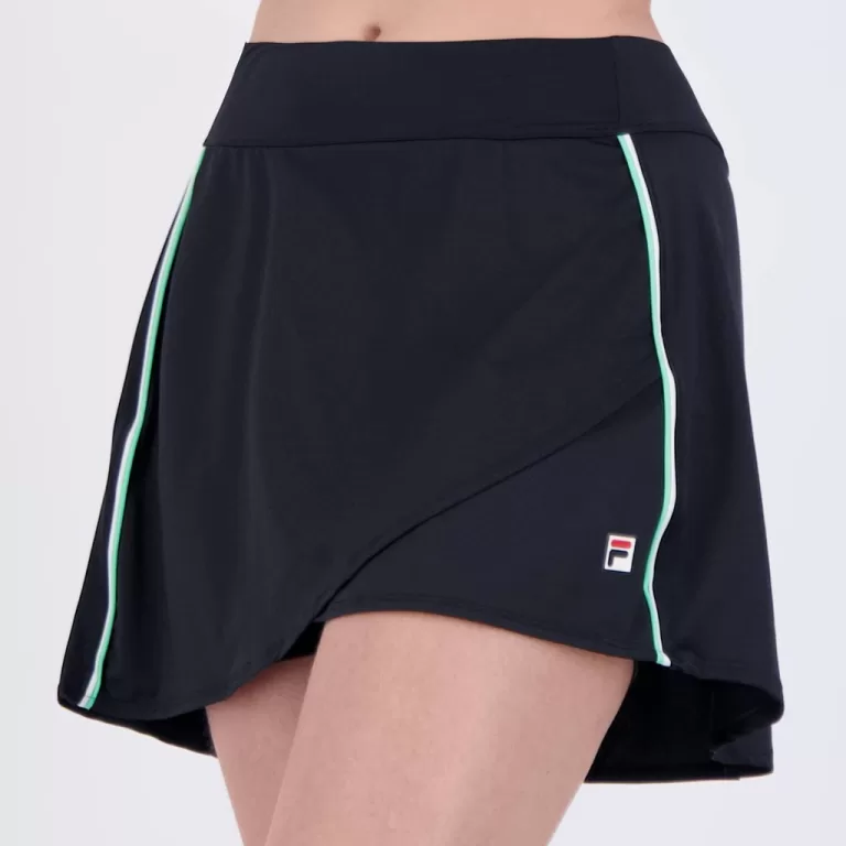 Skort Fila Backspin Wrap Feminino Preto e Verde Cl