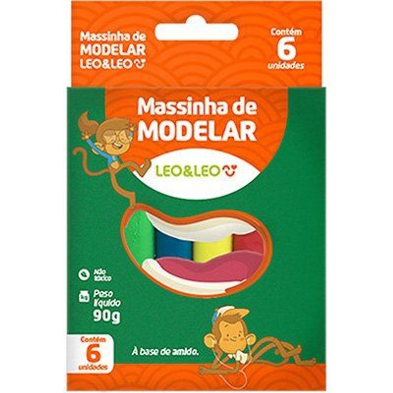 Massa de Modelar Colorida LeoEamp;Leo – 6 Cores – 90g