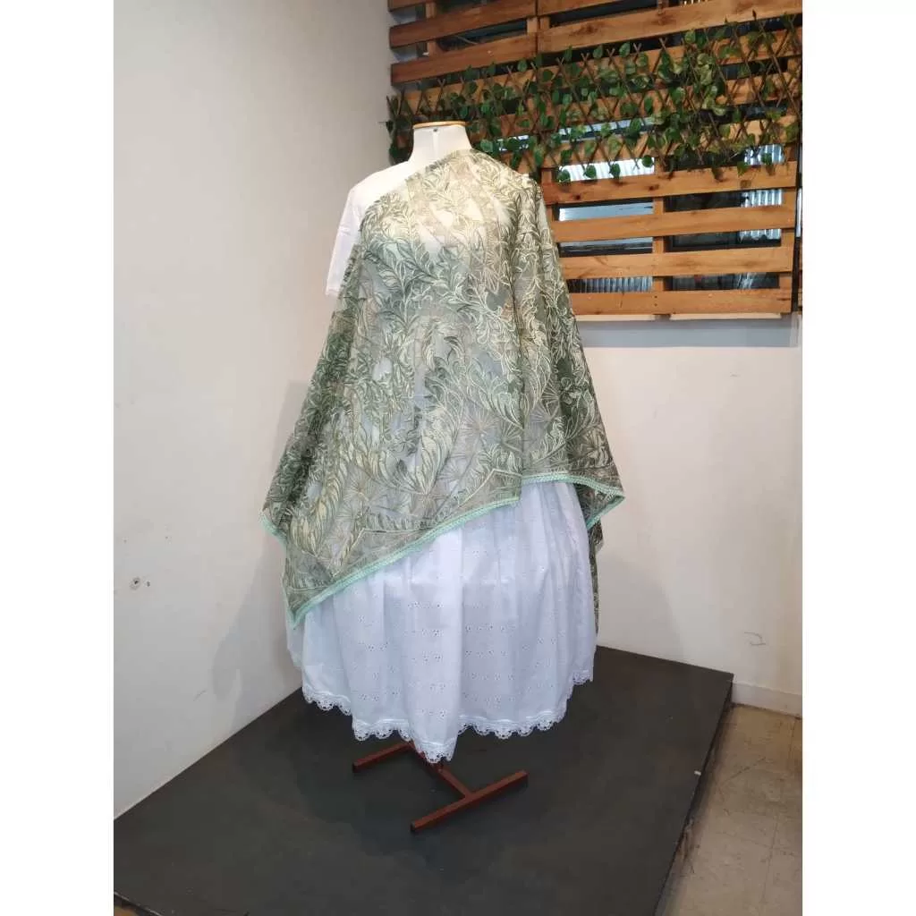 conjunto pano de costa+ pano cabeça verde de renda GP55