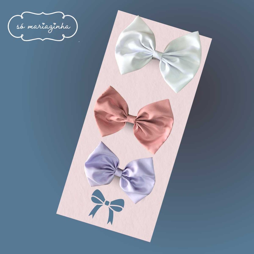 kit Laço Decorativo de Cabelo Com 3 unidades: OFF White, Rosê, Lilás REF4201