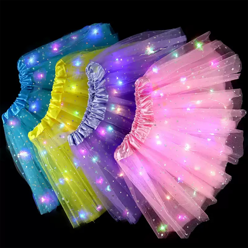 Saia Tule Com Pisca – Glitter Para Festa Carnaval Bailarina 30Cm