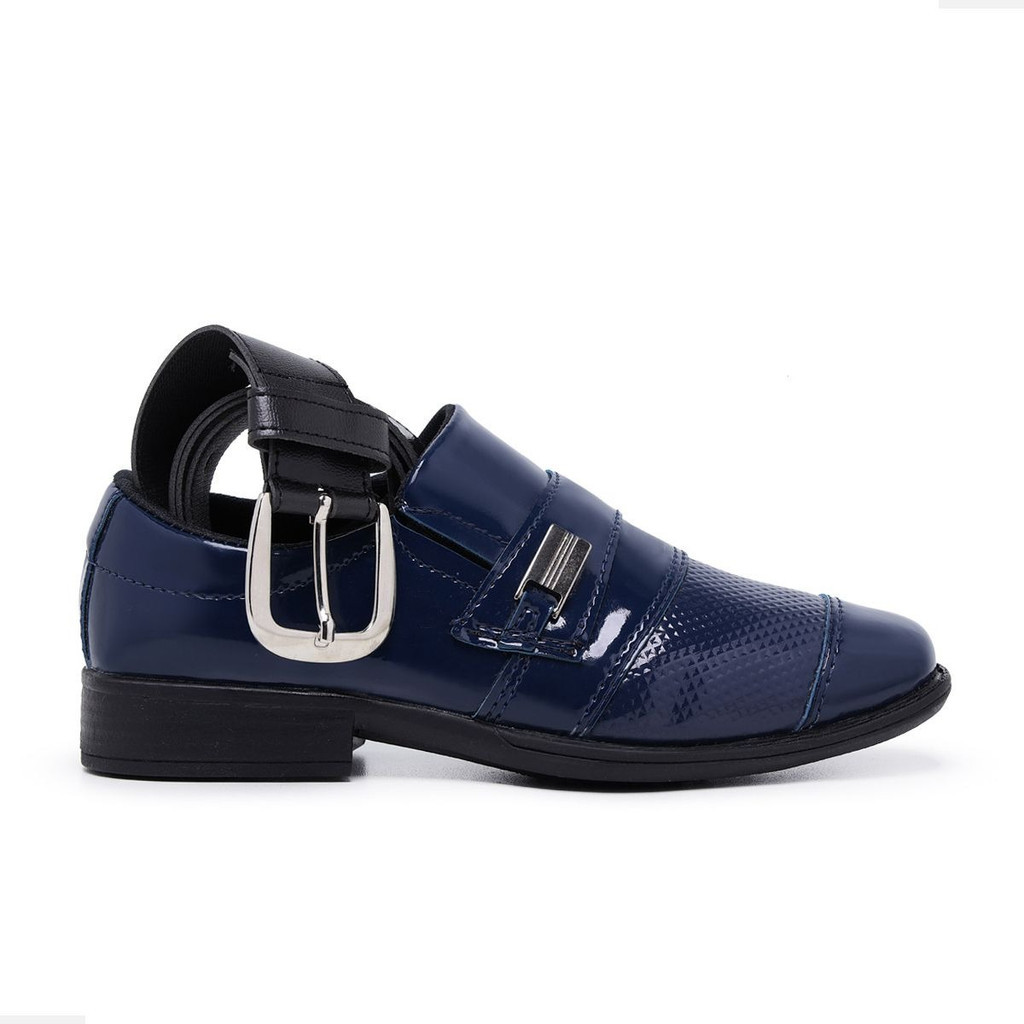 Kit Sapato Social Infantil + Cinto Bico Quadrado Formal 444