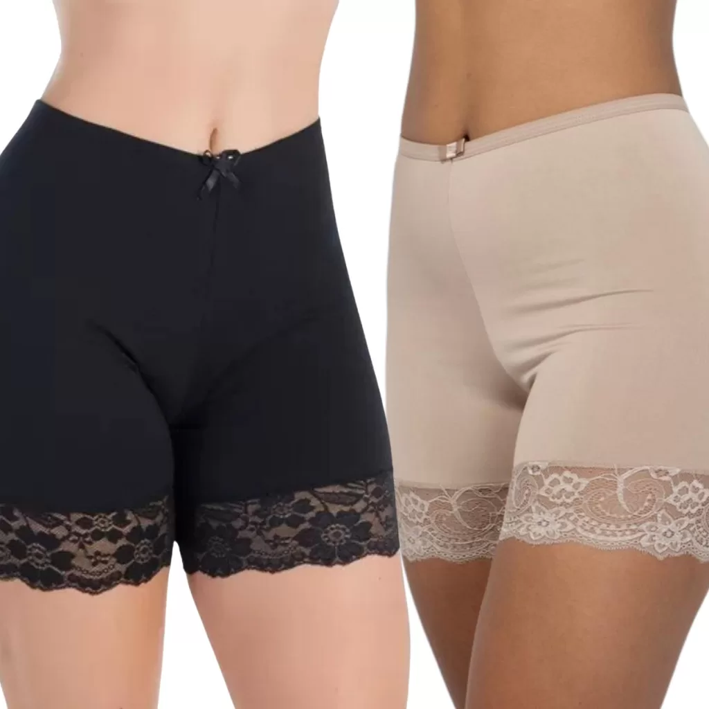 Kit 2 Short Anagua Short Feminino Segunda Pele Com Renda Para Saia Vestido Bermuda Microfibra Linger