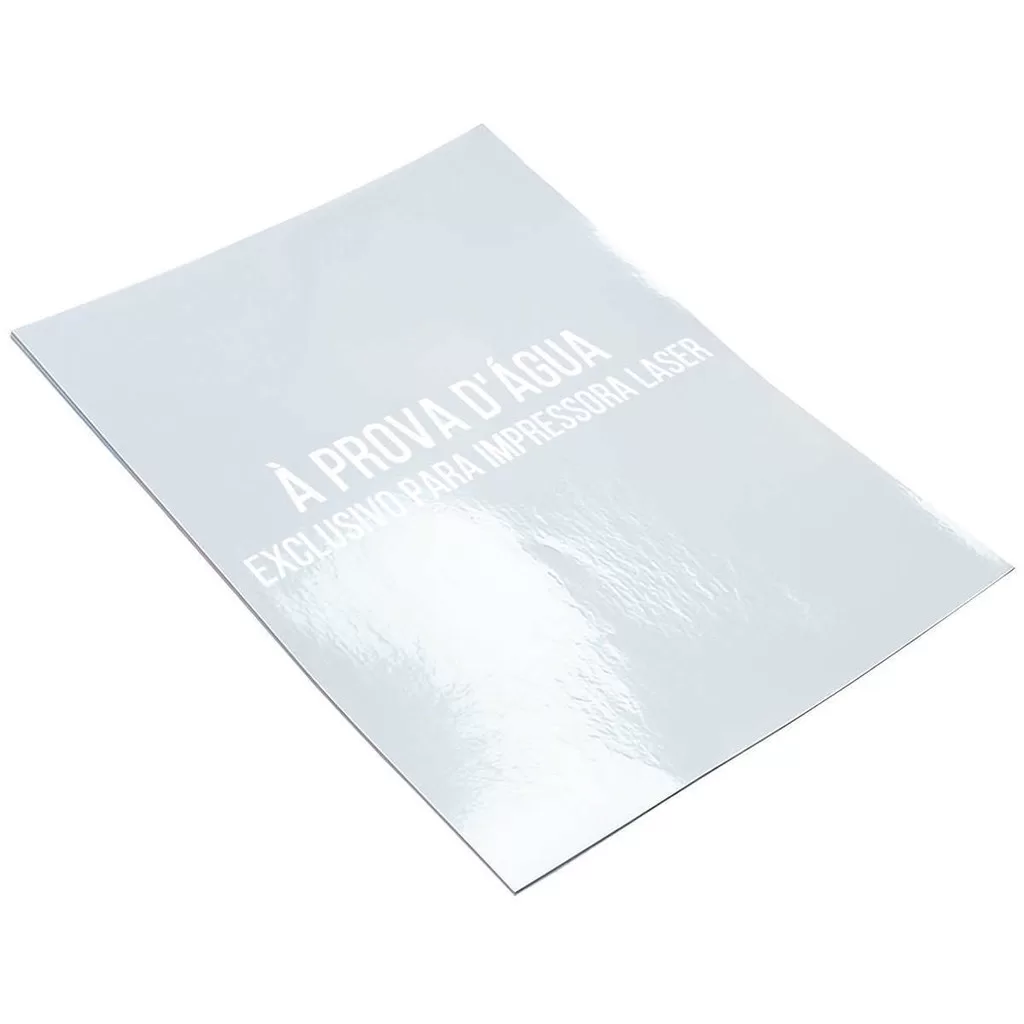 Vinil Adesivo A4 135g para Impressora Laser Branco Glossy à Prova DÁgua 10 Folhas