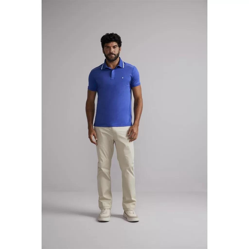Polo Malha Premium Slim Fit – Azul Bic