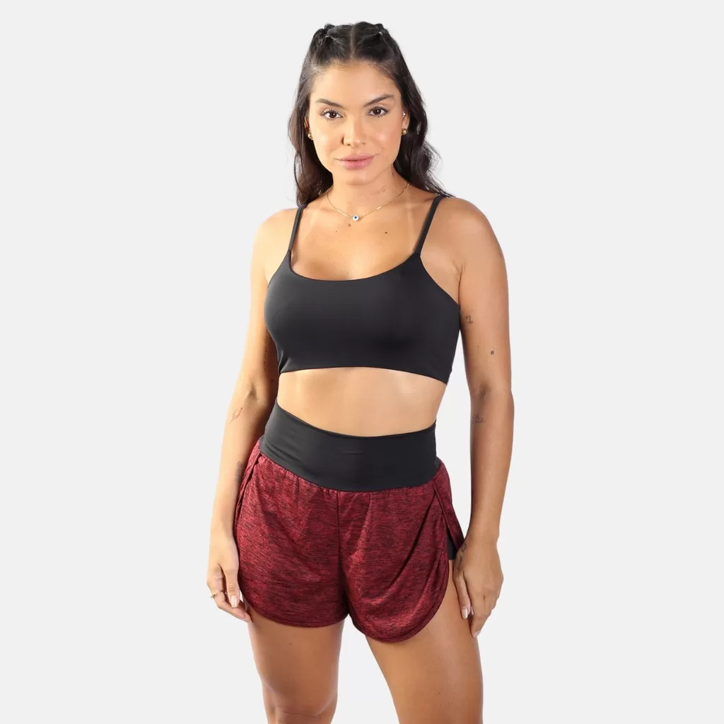 Conjunto Feminino Treino Top + Short Duplo Dry Fit Rajado