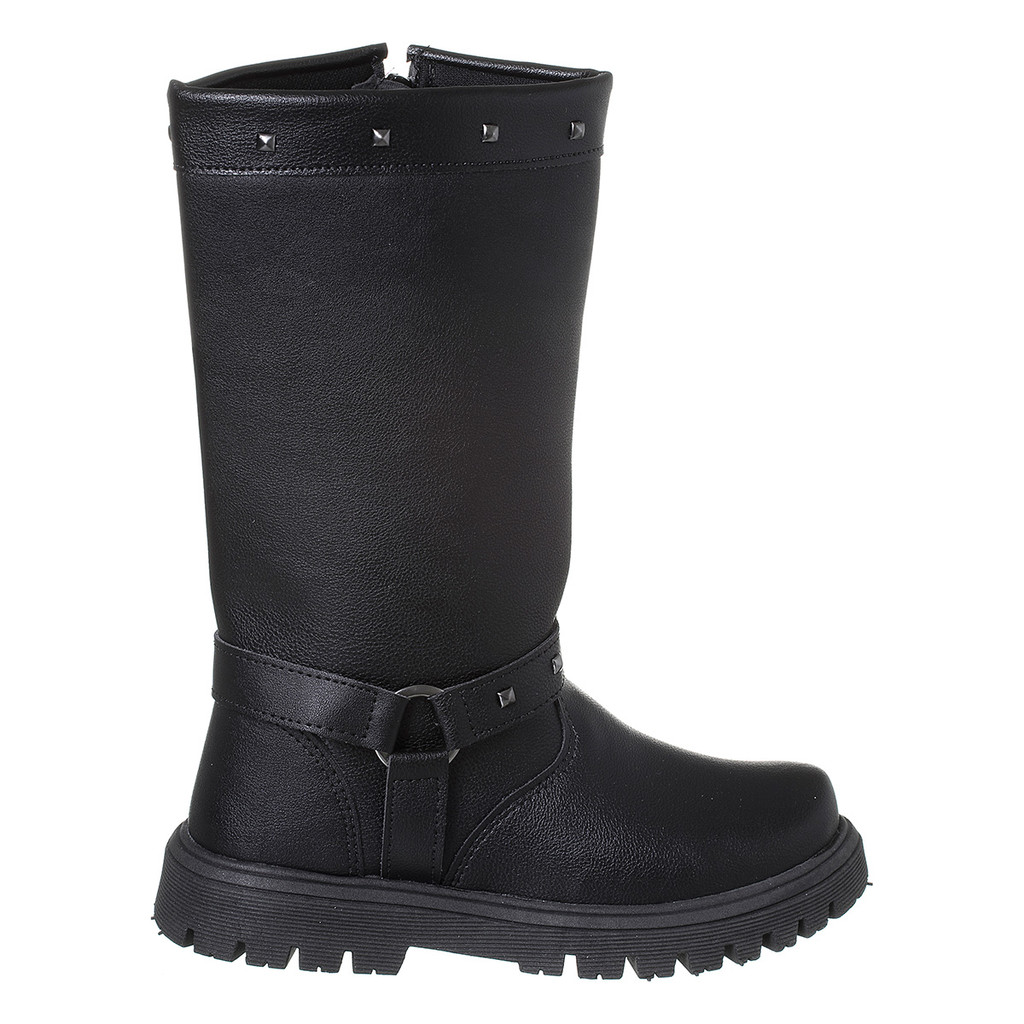 Bota Texana Cano Médio Infantil Feminino Meninas Preto Boiadeira Com Spikes