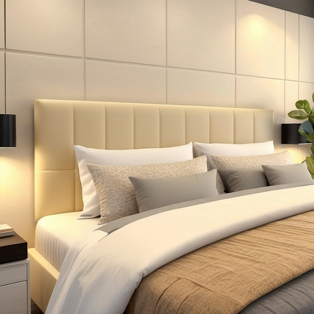 Cabeceira de Cama Casal 45×20 Suede Premium  10 Placas Modulares  Cama Box e King