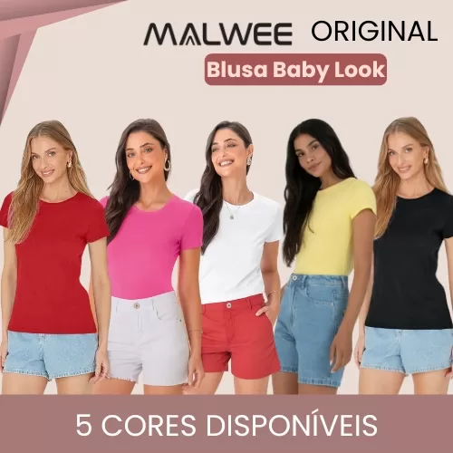 Blusa Baby Look Feminina Adulto 100% algodão Malw
