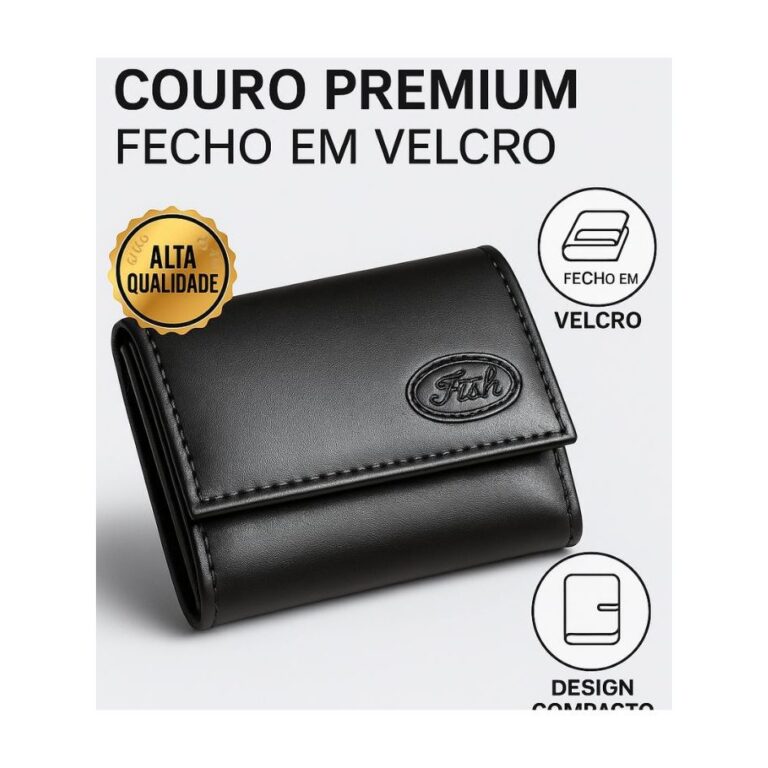 Carteira Masculina em Couro Sintético com Fecho d