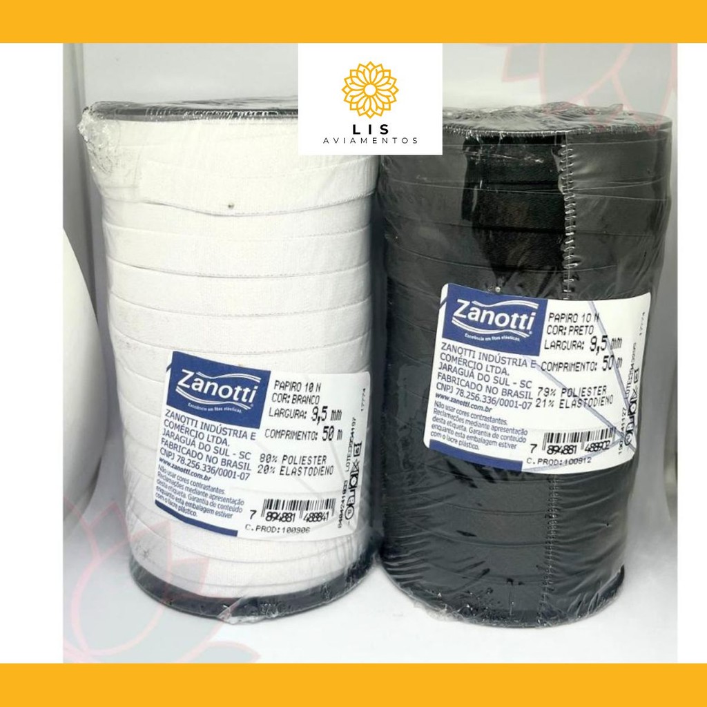 Rolo de alça elástica PAPIRO ZANOTTI com 20 metros Para Sutiã Moda Intima