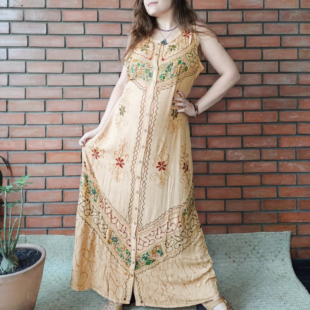 Vestido Indiano Estonado Longo Boho