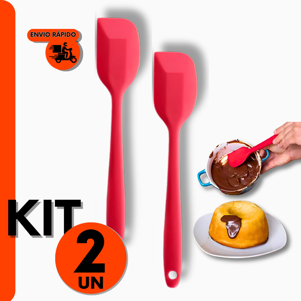 Kit 2 Peças Espátula Silicone do Chef Para Restaurante Cozinha e Confeitaria