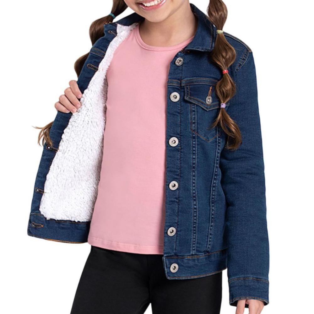 Jaqueta jeans peluciada infantil unissex Alakazoo REF.20480