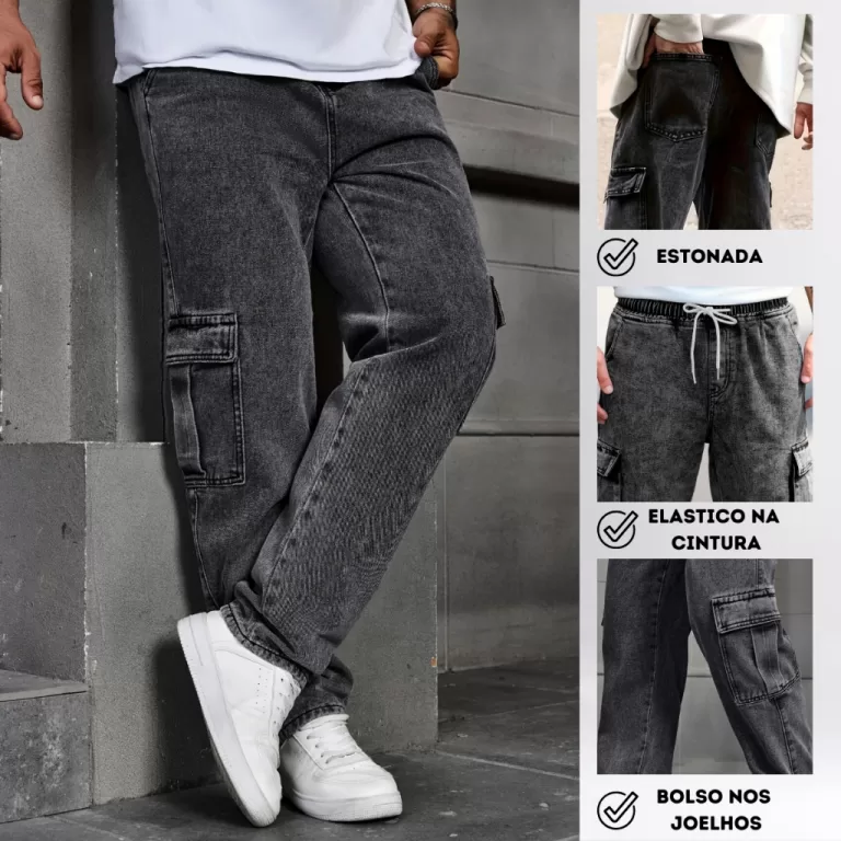 Calça Cargo Bolso Lateral Skatista Street Urbano 