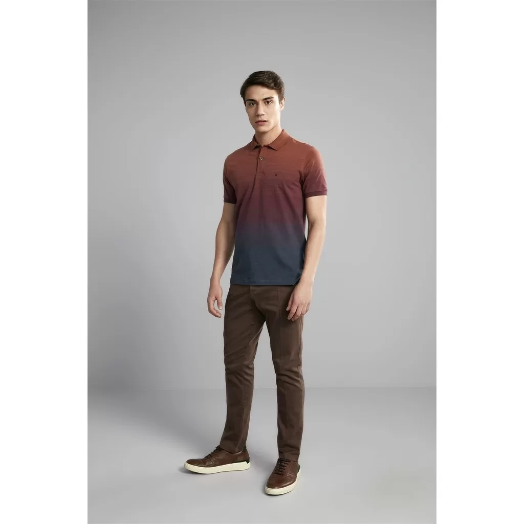 Polo Manga Curta Malha Slim Fit – Marrom Caramelo / Vinho
