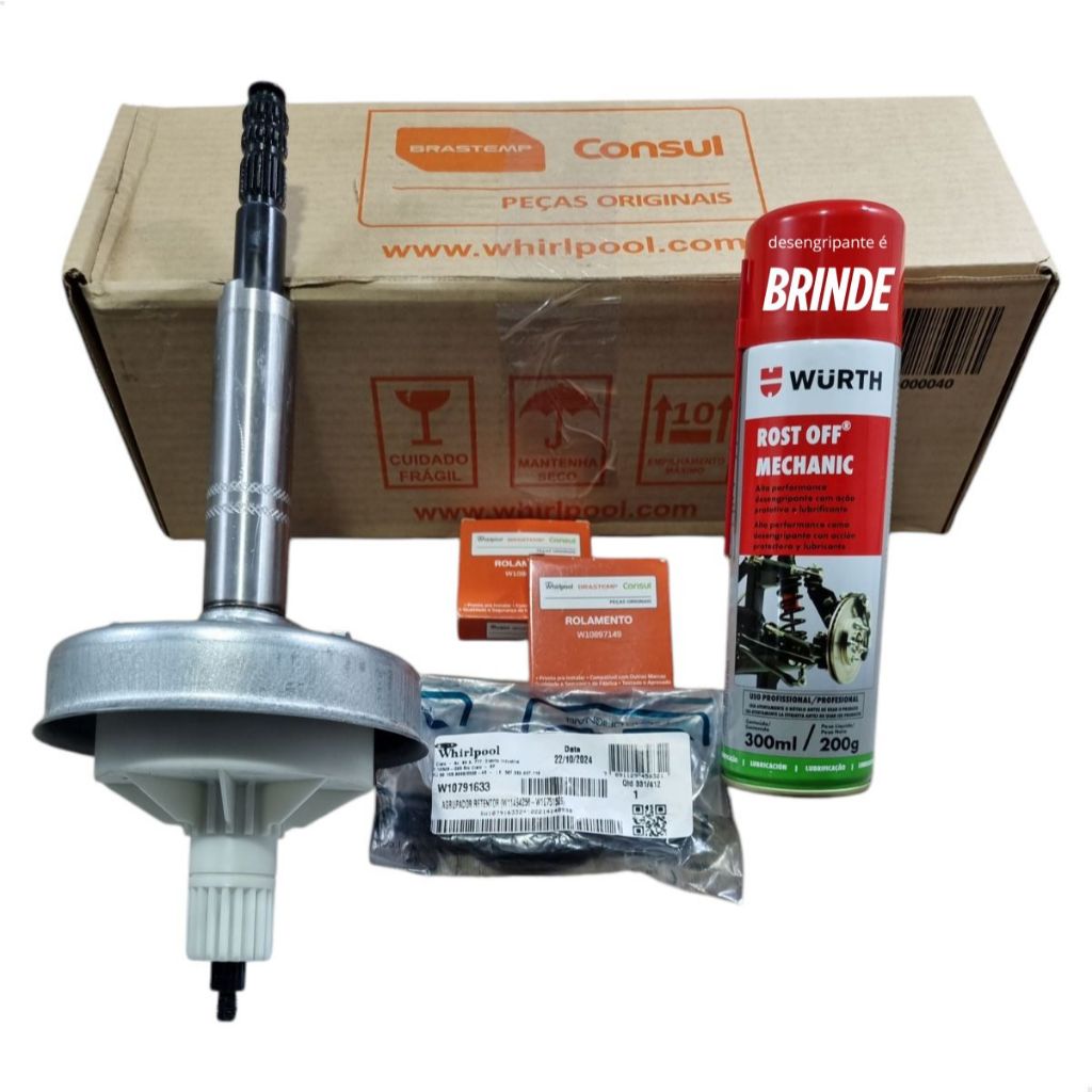 Kit Mecanismo Lavadora De Roupa Brastemp Consul Eixo Longo W11300816 Mais Desengripante Lubrificante