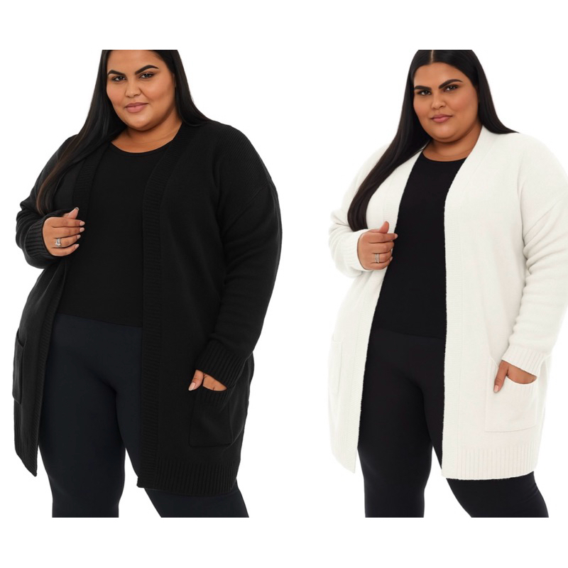 Kit 2 Cardigan Casaco Blusa de Frio Tricot Plus Size Tamanho Grande
