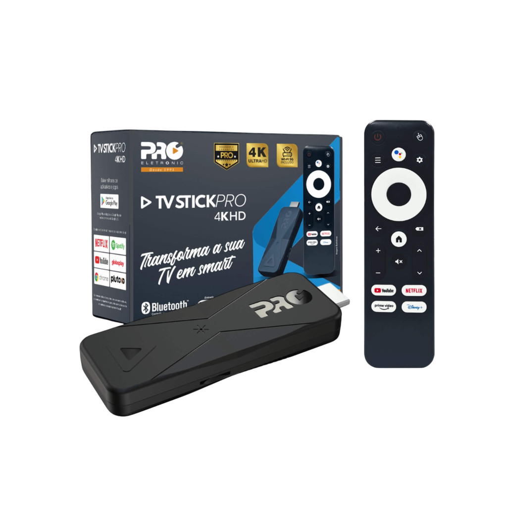 Tv Stick Pro 4K HD Controle Por Voz Android 2GB RAM Pro Eletronic – PROSK-1000